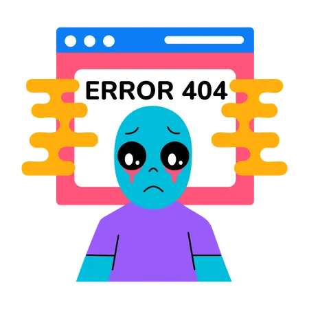 Boy facing error 404  Illustration