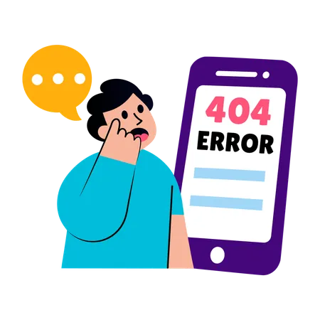 Boy facing mobile error  Illustration