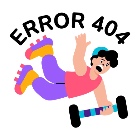 Boy showing error 404  Illustration