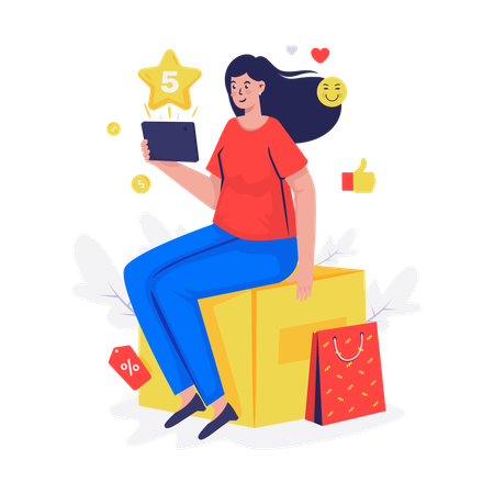 Client gives 5 star review  Illustration