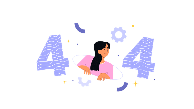 Girl getting 404 error  Illustration