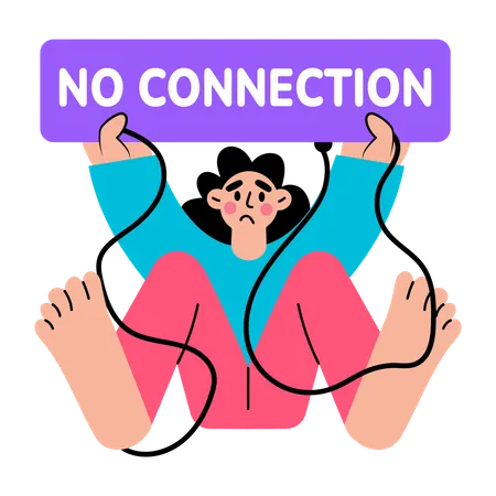 Girl showing no connection  Illustration