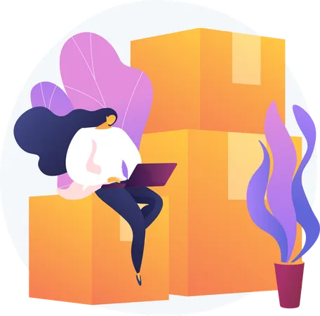 Girl working on Relocation Services  Illustration