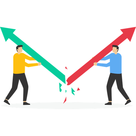 Hands two human disconnect and break the arrow  Illustration