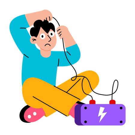 Junge repariert elektrischen Fehler  Illustration