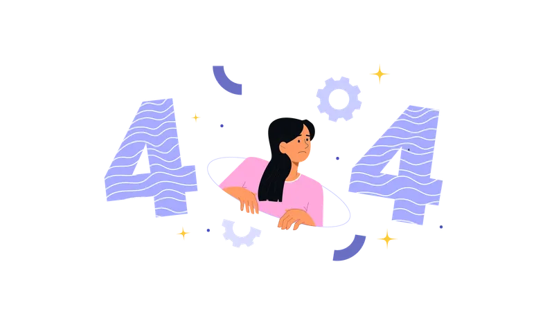 Mädchen erhält 404-Fehler  Illustration