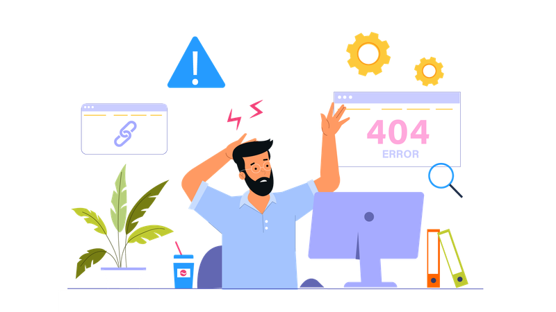 Man getting website error 404  Illustration