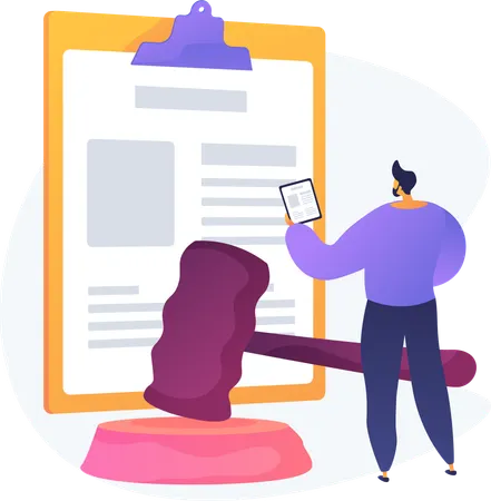 Man looking at Legal Statement  Illustration