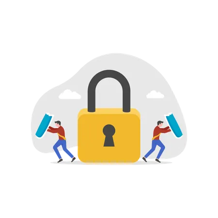 Man working with Data protection  Illustration