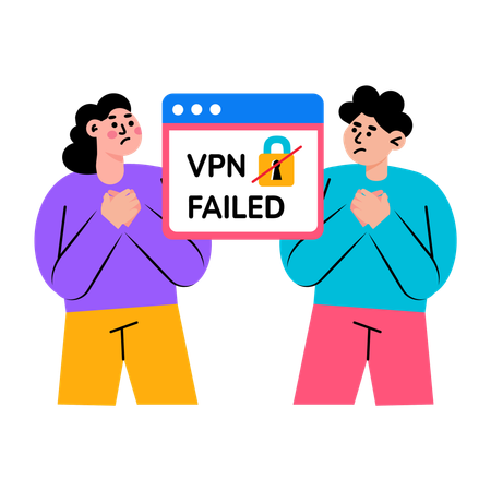 People showing vpn failure  Illustration