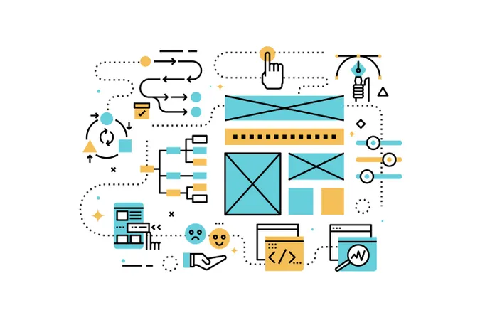 UI/UX design line icons illustration  Illustration